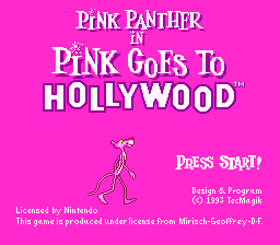 Pink Panther in Pink Goes to Hollywood (Europe) Title Screen